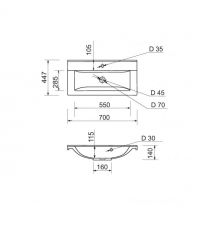 Adamant Набор для ванной комнаты, раковина, умывальник QUANTO 70, искусственн