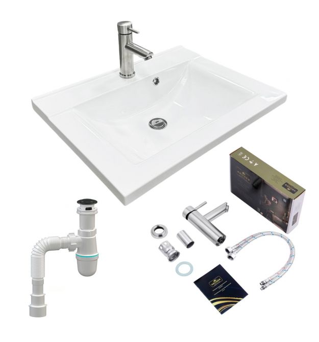 Adamant Набор для ванной комнаты, раковина, умывальник QUANTO 60, искусственн
