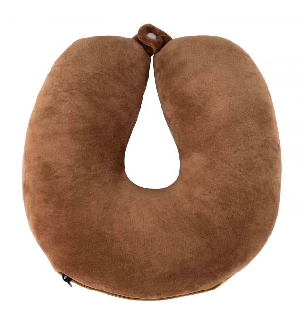 ARDESTO Zip & Flip Neck pillow Travel Сute Dog 30х30cm, polystyrene beads, brown
