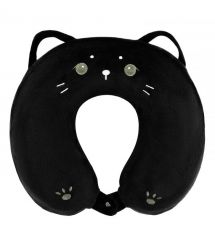 ARDESTO Neck pillow Travel Black Cat 30х30cm, polyurethane foam, black