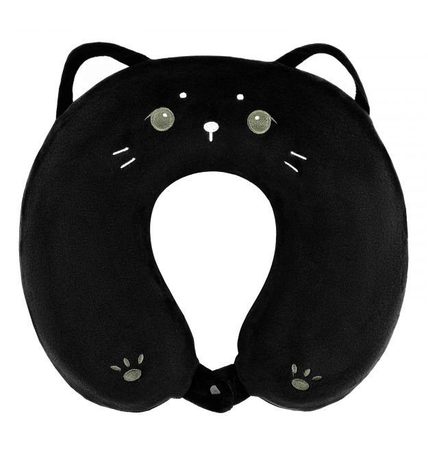 ARDESTO Neck pillow Travel Black Cat 30х30cm, polyurethane foam, black