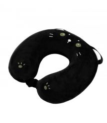ARDESTO Neck pillow Travel Black Cat 30х30cm, polyurethane foam, black
