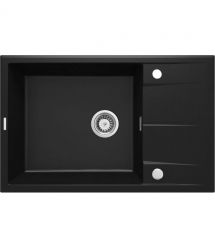 Deante Мойка кухонная Eridan, гранит, прямоуг., с крылом, 780х500х210мм, чаша - 1, накладная, черный