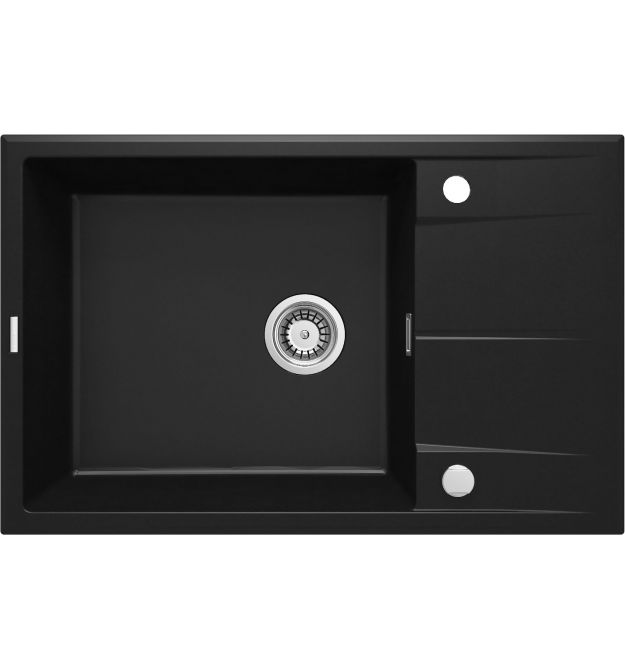 Deante Мойка кухонная Eridan, гранит, прямоуг., с крылом, 780х500х210мм, чаша - 1, накладная, черный