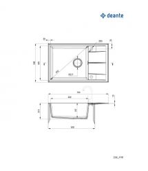 Deante Мойка кухонная Eridan, гранит, прямоуг., с крылом, 780х500х210мм, чаша - 1, накладная, черный