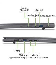 Acer Ноутбук Acer Aspire 16 A16-61M 16" WUXGA+ OLED, AMD R5-340, 16GB, F1TB, UMA, Lin, сірий