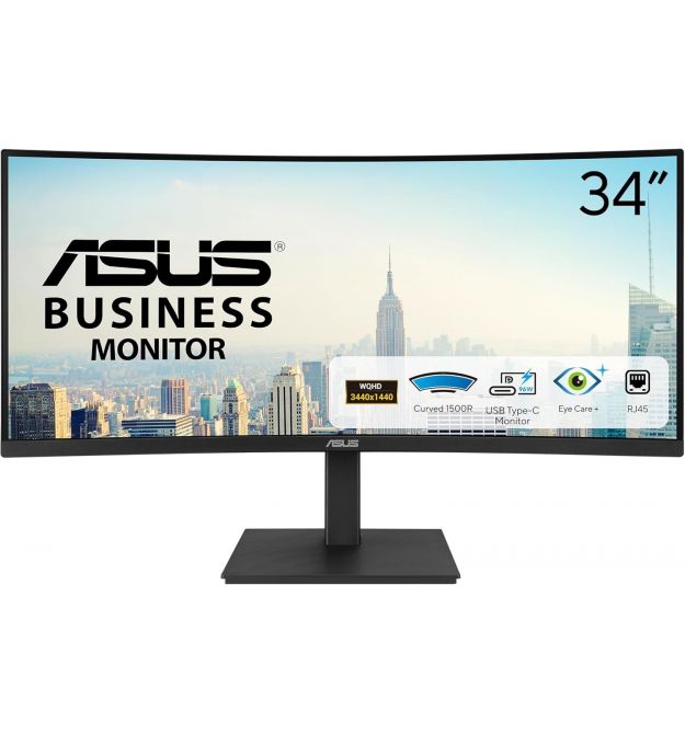 ASUS Монітор Asus 34" VA34VCPSR HDMI, DP, USB-C, 3xUSB, RJ-45, MM, VA, 3440x1440, 21:9, 100Hz, 4ms, CURVED, AdaptiveSync, HAS