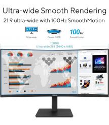 ASUS Монітор Asus 34" VA34VCPSR HDMI, DP, USB-C, 3xUSB, RJ-45, MM, VA, 3440x1440, 21:9, 100Hz, 4ms, CURVED, AdaptiveSync, HAS