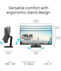ASUS Монітор Asus 34" VA34VCPSR HDMI, DP, USB-C, 3xUSB, RJ-45, MM, VA, 3440x1440, 21:9, 100Hz, 4ms, CURVED, AdaptiveSync, HAS