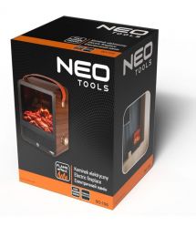 Neo Tools Камін електричний, декоративний, 850/1500Вт, 15–20м2, регулятор, 25х14,4х30,4см, дерево
