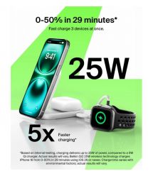 Belkin Зарядний пристрій бездротовий Belkin UltraCharge 2-in-1 Foldable Magnetic Charging 25Вт, білий