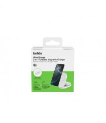 Belkin Зарядний пристрій бездротовий Belkin UltraCharge 2-in-1 Foldable Magnetic Charging 25Вт, білий