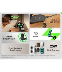 Belkin Зарядний пристрій бездротовий Belkin UltraCharge 2-in-1 Foldable Magnetic Charging 25Вт, чорний