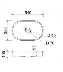 Adamant Раковина, умивальник BESTE NEW, искуственный камень, овальная, без отв