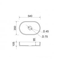Adamant Раковина, умивальник BESTE NEW, штучний камінь, овальна, без отвору дл