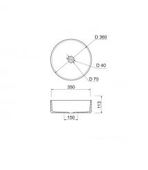 Adamant Раковина, умивальник ARENA, штучний камінь, кругла, без отвору для зм