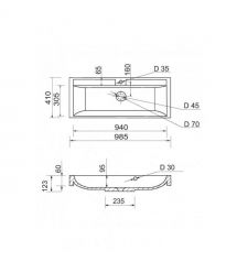 Adamant Раковина, умивальник STRENG NEW, искуственный камень, прямоуг., с отвер