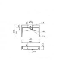 Adamant Раковина, умивальник VISION, искуственный камень, прямоуг., с отверст