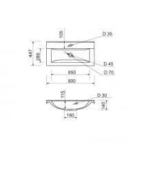 Adamant Раковина, умывальник QUANTO, искуственный камень, прямоуг., с отверст
