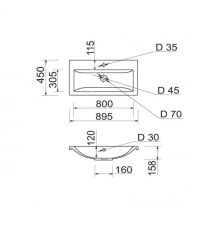 Adamant Раковина, умивальник CERS, искуственный камень, прямоуг., с отверсти