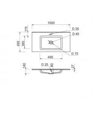 Adamant Раковина, умивальник FLATE, штучний камінь, прямокут., з отвором для