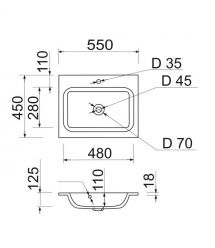 Adamant Раковина, умивальник FRATE, штучний камінь, прямокут., з отвором для