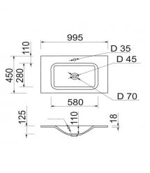 Adamant Раковина, умывальник FRATE, искуственный камень, прямоуг., с отверст