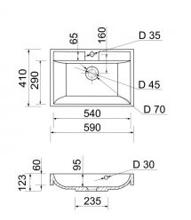 Adamant Раковина, умивальник STRENG NEW, штучний камінь, прямокут., з отвором д