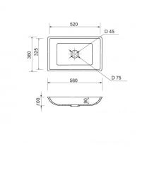 Adamant Раковина, умивальник LOWER, штучний камінь, прямокут., без отвору для