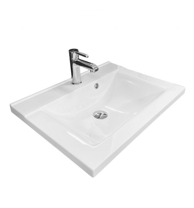 Adamant Раковина, умывальник QUANTO, искуственный камень, прямоуг., с отверст