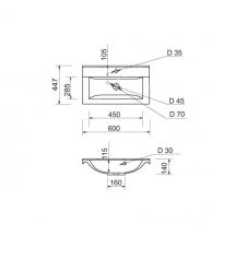 Adamant Раковина, умывальник QUANTO, искуственный камень, прямоуг., с отверст
