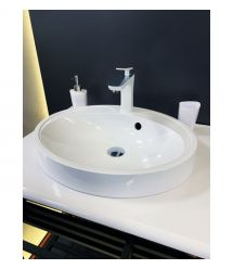 Adamant Раковина, умивальник Lauf New, штучний камінь, овальна, без отвору для