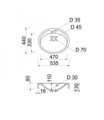 Adamant Раковина, умивальник Lauf New, штучний камінь, овальна, без отвору для