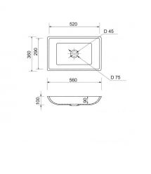 Adamant Раковина, умивальник LOWER, штучний камінь, прямокут., без отвору для