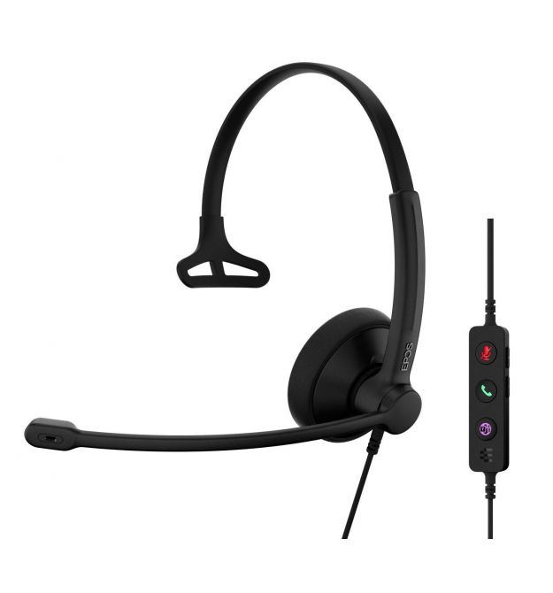 Epos Гарнітура комп'ютерна моно On-Ear IMPACT 100 MS, USB C + A, Microsoft Teams, односпрямований, 2м, Чорний