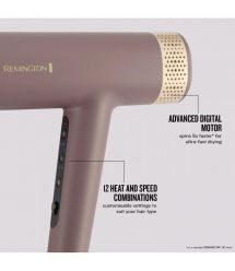 Remington Фен AIRvive, 1600Вт, 3 режими, дифузор, іоніз-я, хол. обдув, фіолетово-золотий
