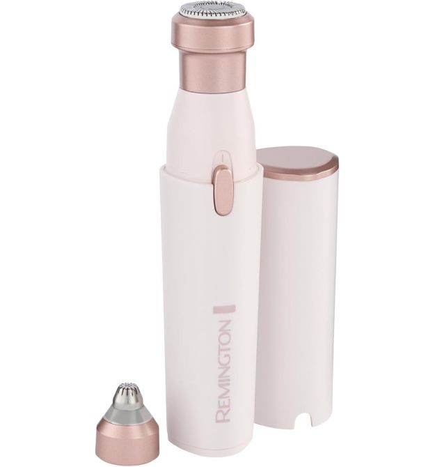 Remington Триммер для носа и ушей и бороды, сеть+акум., насадок-2, сталь, розовый