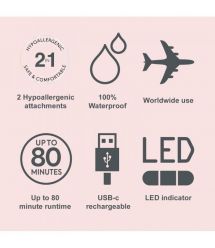 Remington Триммер для носа и ушей и бороды, сеть+акум., насадок-2, сталь, розовый