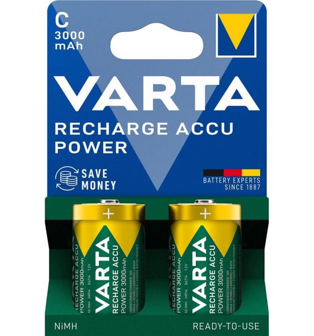 VARTA Акумулятор Varta NI-MH Power C(LR14) 3000 мА•г, 2шт