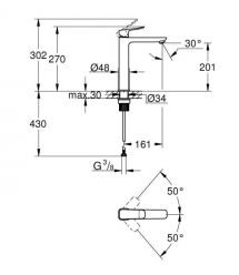 Grohe Змішувач для раковини QuickFix Dice Black XL-розміру, довж. виливу - 161мм, неповоротний, 1 важіль, чорний матовий