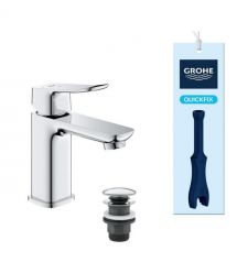 Grohe Змішувач для раковини QuickFix Dice ColdStart S-розміру, довж. виливу - 106мм, неповоротний, 1 важіль, хром
