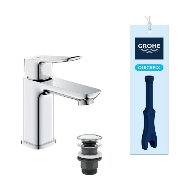 Grohe Змішувач для раковини QuickFix Dice ColdStart S-розміру, довж. виливу - 106мм, неповоротний, 1 важіль, хром