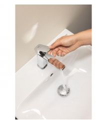 Grohe Змішувач для раковини QuickFix Dice ColdStart S-розміру, довж. виливу - 106мм, неповоротний, 1 важіль, хром