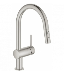 Grohe Minta kitchen mixer, spout length - 223mm, swivel/pull-out, 1 lever, super steel