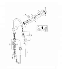 Grohe Minta kitchen mixer, spout length - 223mm, swivel/pull-out, 1 lever, super steel