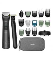Philips Тример Philips Series 9000, для обличчя, голови, тіла, акум., насадок-19, OneBlade в компл., сталь, сірий