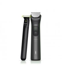 Philips Тример Philips Series 9000, для обличчя, голови, тіла, акум., насадок-19, OneBlade в компл., сталь, сірий