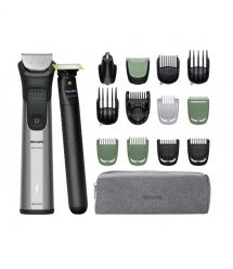 Philips Тример Philips Series 9000, для обличчя, голови, тіла, акум., насадок-17, OneBlade в компл., сталь, сірий