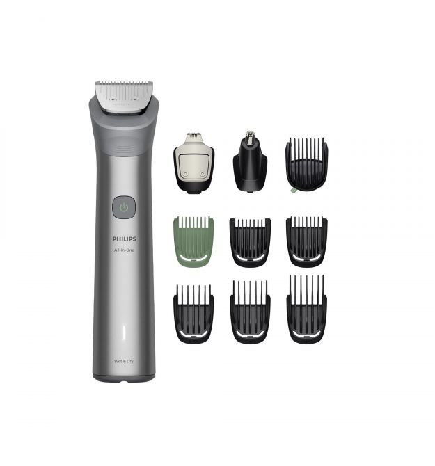 Philips Тример Philips Series 5000, для бороди, голови та тіла, насадок-10, сталь, сірий