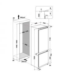 Whirlpool Холодильник Whirlpool вбудований з нижн. мороз., 193,5x54х54.5, холод.відд.-2
